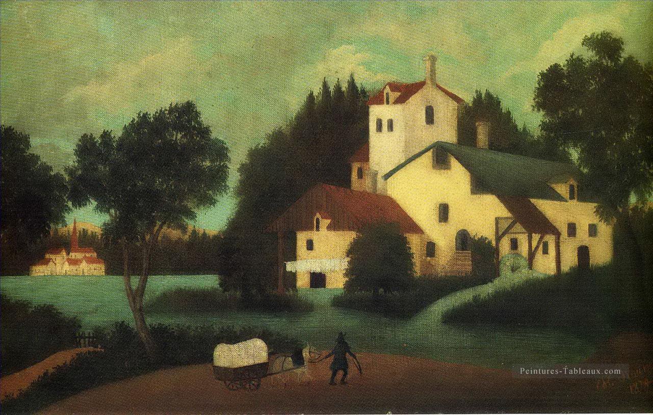 wagon devant le moulin 1879 Henri Rousseau Paris Peintures à l'huile